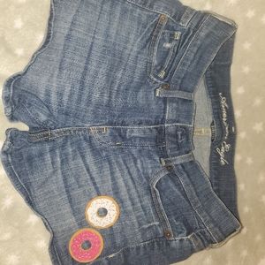 Custom donut American eagle Jean shorts